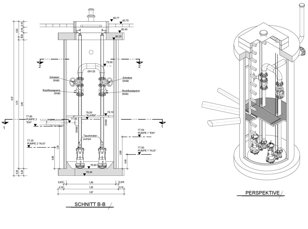 Referenz_2,5 km Abwasserdrucktransportleitung DN125_Pumpenschacht